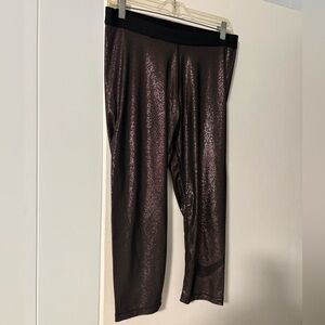 Nike Black and Brown shiny dry fit material Leggings, XL